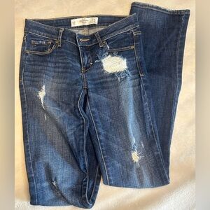 Abercrombie & Fitch Dark Wash Denim Jeans Bootcut Distressed Women’s Juniors 00